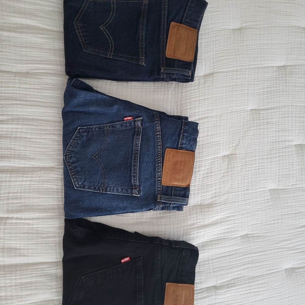 Levi's Men's Premium Slim Jeans In Black, Dark Blue, Med Blue Size 32/32